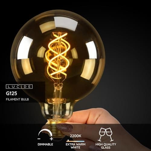 Detalle 1 de LUCIDE G125 Lámpara de filamento Ø12,5 cm LED 2200K ámbar