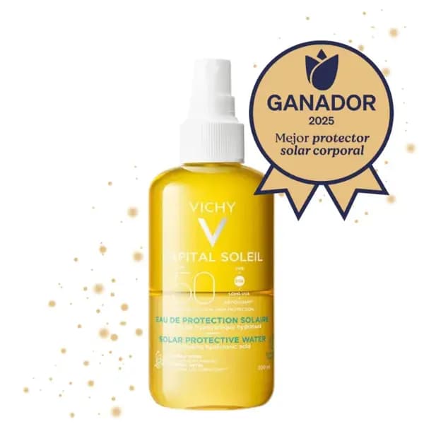 Detalle 2 de Vichy Capital Soleil Agua Hidratante SPF50 (2x200 ml) con ácido hialurónico