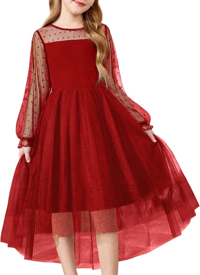 Thumbnail 6 de Arshiner Girls Contrast Mesh High-Low Dress 🎀