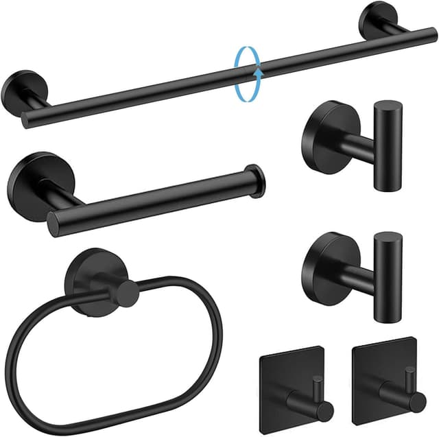 Imagen de 7-Piece Black Bathroom Accessories Set 16 Inch en OfertitasTOP