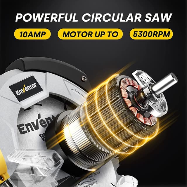 Detalle de Enventor Enventor Circular Saw (1200W) with Laser Guide, 185mm Blades and Adjustable Depth