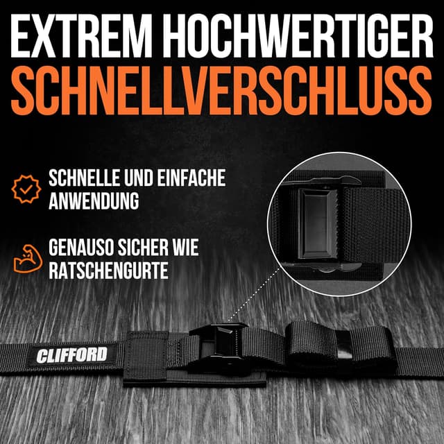 Detalle de CLIFORD Sicherheits-Spanngurt „Extra Breit“ 38 mm – Druckverteilender Zurrgurt nach EN12195-2