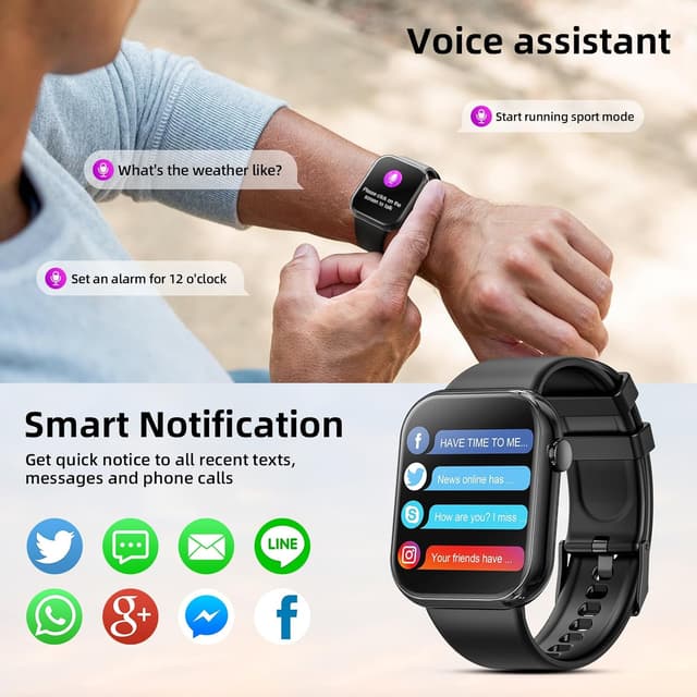 Detalle de Hwagol Smart Watch (Answer/Make Calls) 1.85-inch fitness tracker with Bluetooth calling