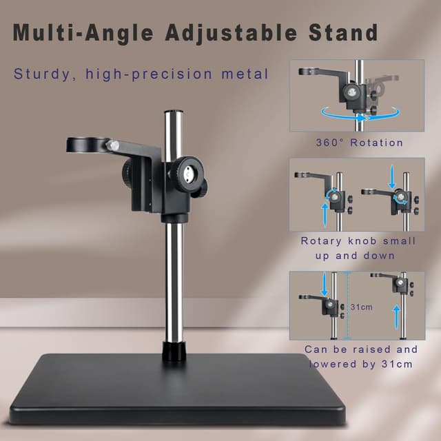 Detalle 1 de RUZIZAO Digital Mikroskop 48MP/4K (HDMI & Typ-C) mit 150X Objektiv und 56 LED-Ringlicht