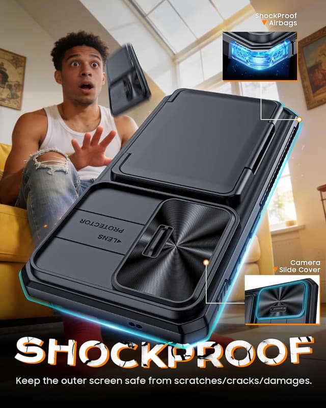 Thumbnail 6 de Vizvera Galaxy S26 Ultra Case with Sliding Camera Cover, Card Wallet & RFID Protection (Black)