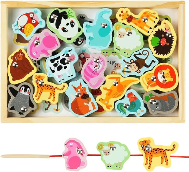 Detalle de Vicloon magnetico gioco di pesca in legno per bambini (animali), giochi Montessori 3-5 anni