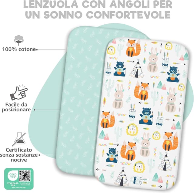 Detalle de Set Lenzuola Next To Me 3-in-1 Volpe (2 lenzuola + 1 coprimaterasso impermeabile) 55 x 90 cm