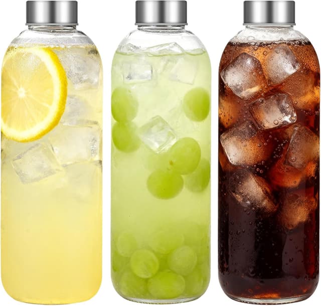 Detalle de Bayseun 1000ML Glass Water Bottle 3 Pack