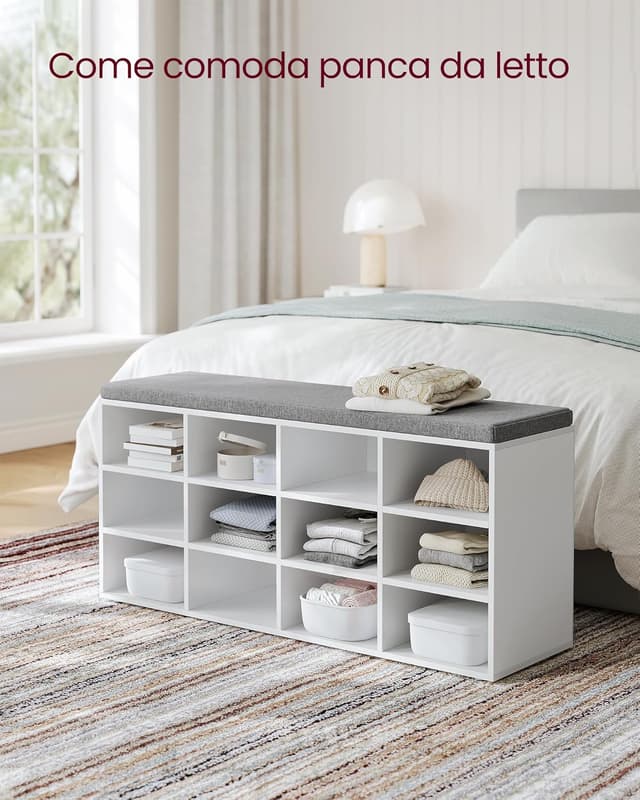 Thumbnail 3 de VASAGLE Panca Scarpiera 30,3x104x48 cm Bianco Grigio