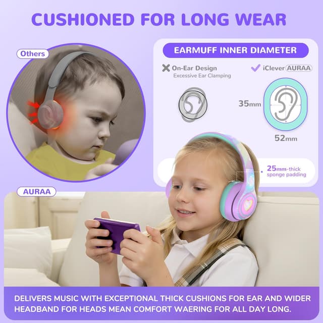Thumbnail 6 de iClever Noise Cancelling Bluetooth Kopfhörer Kinder 47 Stunden