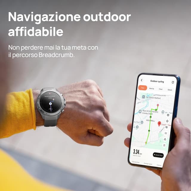Detalle 2 de Mibro GS Explorer S Ti 48mm smartwatch outdoor con GPS dual band, mappe offline e display AMOLED 1,32”