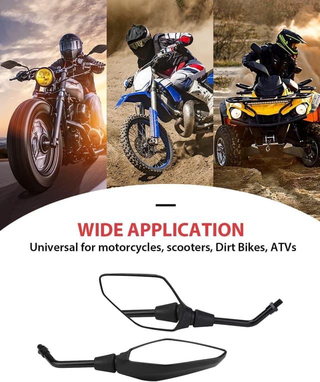 Detalle 2 de KEMIMOTO motorbike mirror set with E mark, universal 7/8 inch fit (2 pack)