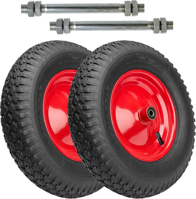 Detalle de Garronda 2er-Set Ersatzrad für Schubkarre 4.80/4.00-8 (Ø 390 mm) Luftreifen mit Achse