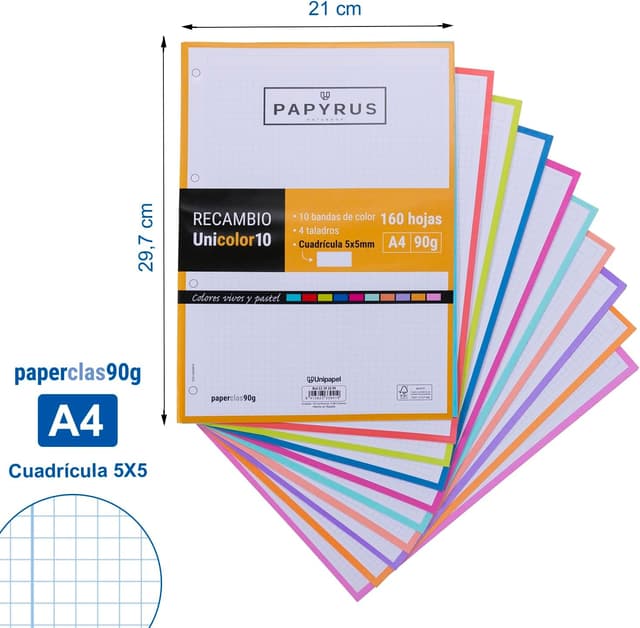 Detalle 2 de Unipapel Papyrus Recharge 90 g 160 feuilles