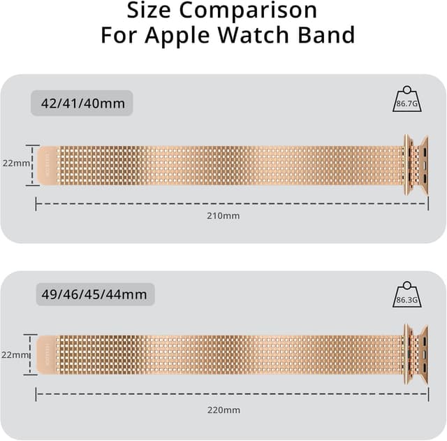 Detalle 1 de LULULOOK Milanese Loop Magnetic Clasp Stainless Steel Band for Apple Watch (Series 11 to 1/SE, incl. Ultra models)