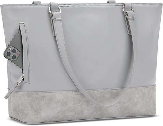 Detalle de Expatrié Nicole – Borsa donna grande con tracolla, vano per laptop (10 L), in ecopelle PU