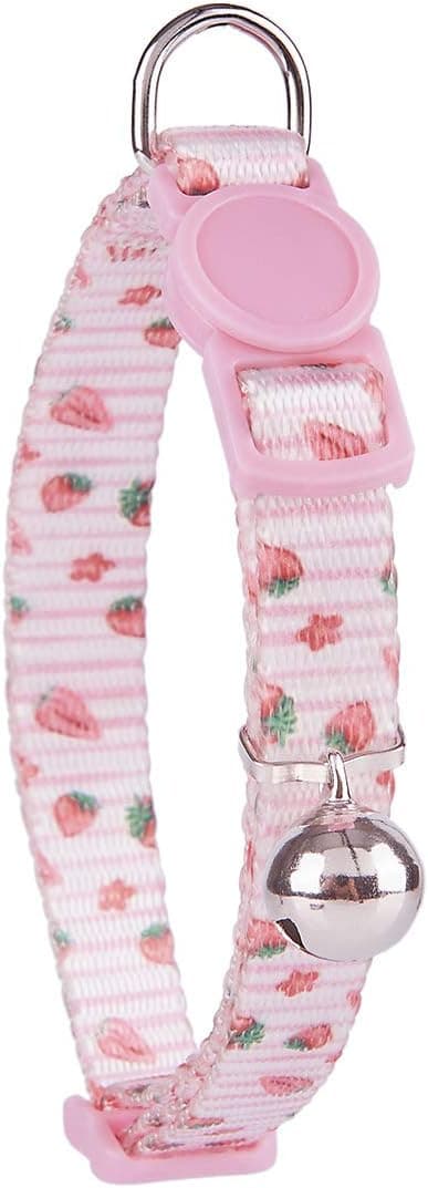 Detalle de YUDOTE Cat Collars (Pack of 2) – Pink & Purple printed quick-release collars with removable bell