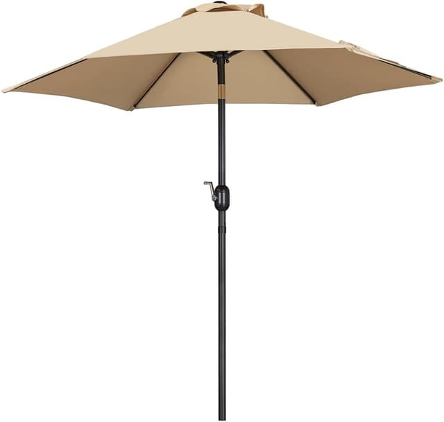Detalle de Yaheetech Parasol de jardin inclinable 230 cm, toile polyester et 6 baleines métalliques