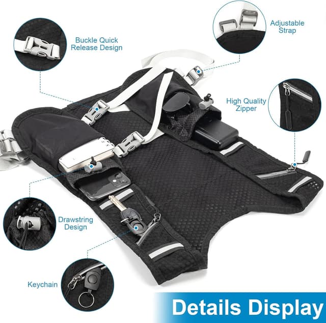 Detalle de Running Vest with Water Bladder for Women/Men – Breathable Hydration Backpack with Reflective Strips