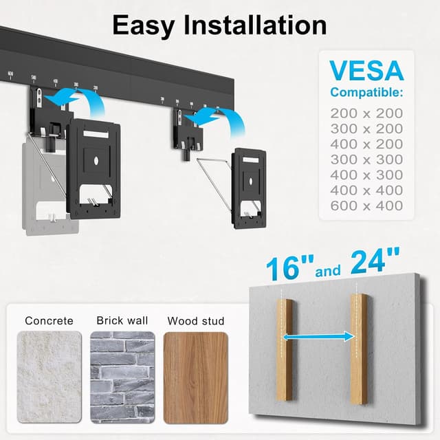 Detalle de Ultra Slim TV-Wandhalterung für 37–80 Zoll bis 75 kg – 0,95 cm Abstand zur Wand, max. VESA 600×400