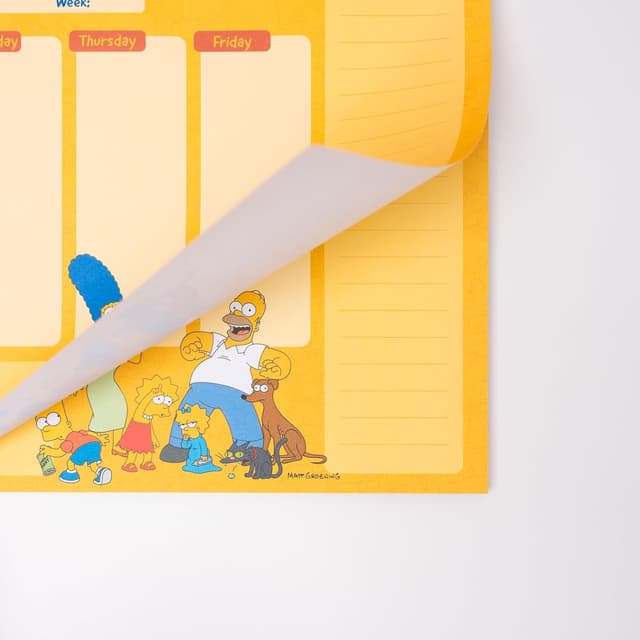 Detalle de Gruppo Erik Weekly Planner A4 The Simpson, planning settimanale orizzontale con 54 fogli a strappo