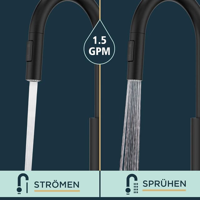 Thumbnail 2 de FORIOUS Wasserhahn Küche Schwarz Hoher Bogen 26"