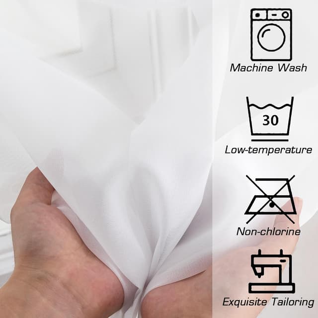 Detalle 2 de Simplebrand White Sheer Curtains 84" 🪟