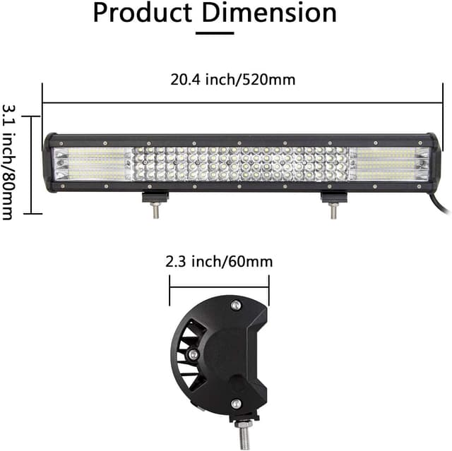 Detalle de SKYWORLD 20 inch 510W LED Light Bar Kit with 2×4 inch 18W Flood Pods and 12V Wiring Harness (Off-road Driving/Fog Lights)