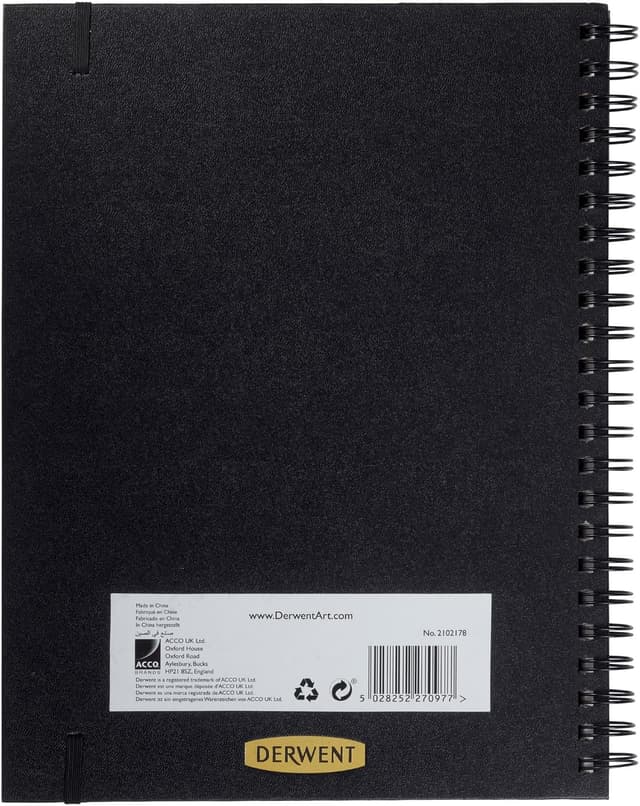 Detalle 2 de Derwent 2300379 Cuaderno de Anillas A4 Negro 📓