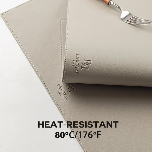 Detalle de Baroyal Faux Leather Placemats (Set of 6) — Vinyl, Washable, Heat-Resistant Waterproof Table Mats