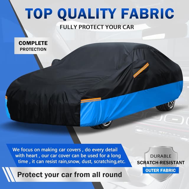 Detalle de FSGRICH Waterproof All-Weather Outdoor Car Cover (XL, 230–242 inch length) — Windproof, Dustproof & UV Protection