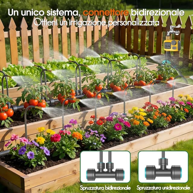 Detalle de CyberOrd Kit di irrigazione a goccia automatico 30 m con timer e 20 ugelli regolabili 360°