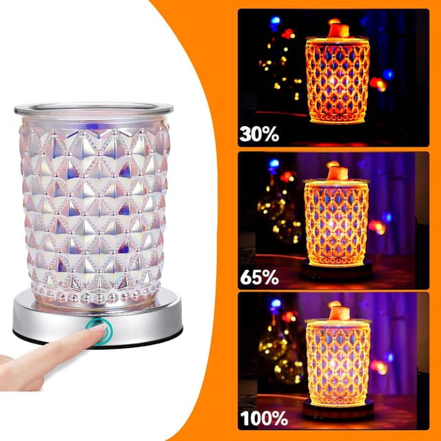 Detalle de DICIMI Diamond-Cut Crystal Electric Wax Melt Warmer with Touch Control and 3 Heat Settings