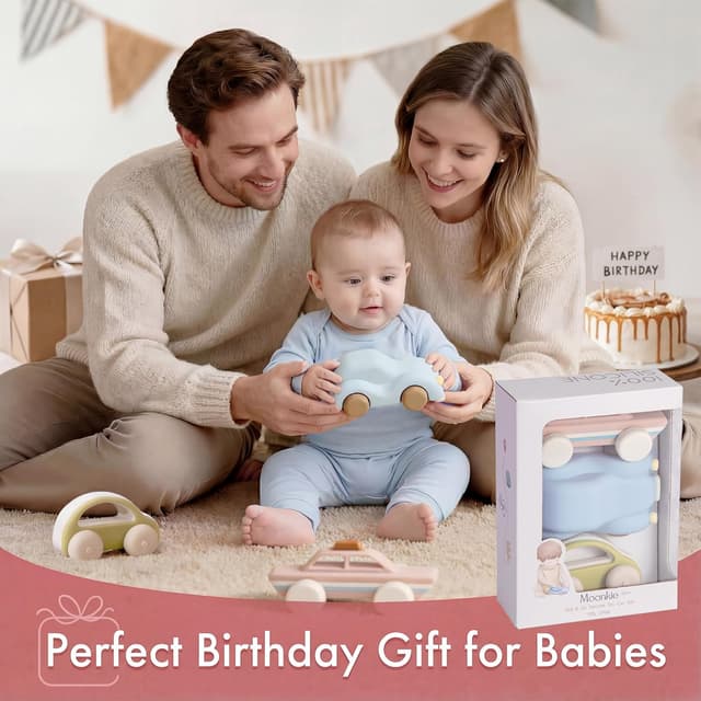 Thumbnail 6 de Moonkie Roll & Go Auto Spielzeug-Set (3er Pack) aus Silikon, BPA-frei – für Babys ab 6 Monaten