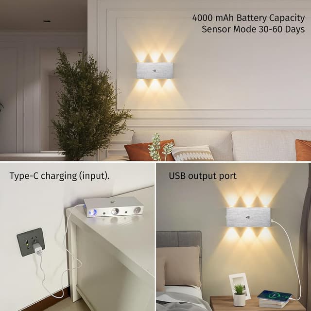 Thumbnail 2 de VOMI Lampara Pared Sin Cable con Sensor de Movimiento