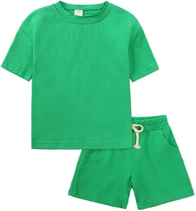 Detalle de Hotfiary boy & girl 2-piece cotton summer set (short-sleeve T-shirt and shorts) for toddlers and kids