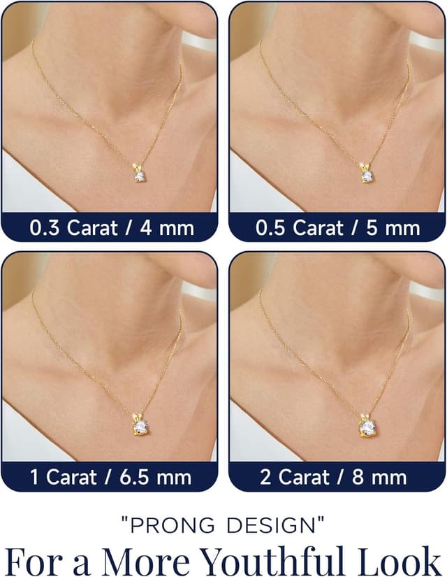 Thumbnail 3 de MomentWish Collana Moissanite Solitario in argento 925 con rivestimento oro bianco/oro rosa