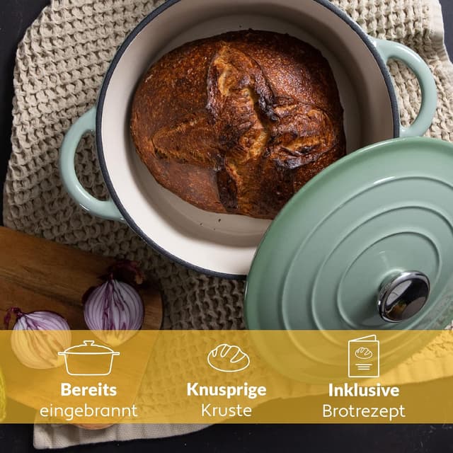 Detalle de Chefarone Gusseisen Topf 24 cm, 3,5 L – emaillierter Schmortopf mit Deckel (Induktion)