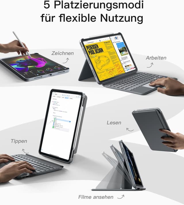 Detalle de Inateck Tastatur Hülle für iPad Air 11 Zoll (M3/M2 2025/2024) & iPad Pro 11 Zoll QWERTZ, KB04111