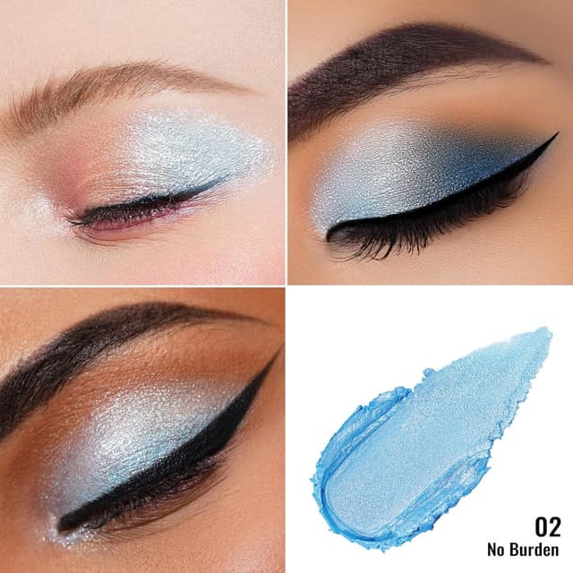 Detalle de Oulac Glitzer Lidschatten Blau – Lidschatten & Highlighter Duo, wasserfest, vegan (02)