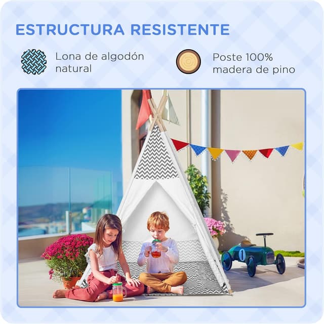 Thumbnail 5 de HOMCOM Tienda infantil Tipi 120x120x155 cm