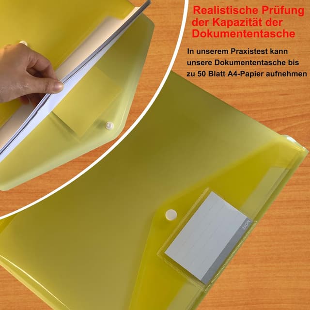 Detalle de ZACHMEST A4 Dokumentenmappe (32 Stück, 8 Farben) mit Druckknopf, wasserabweisenden Organisationsmappen