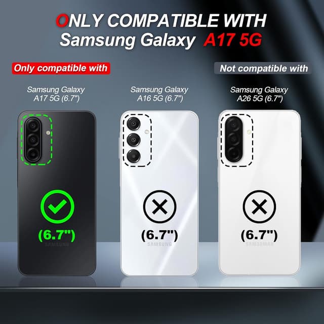 Detalle de LeYi Samsung Galaxy A17 4G/5G Phone Case with Tempered Glass Screen Protectors (Pink)