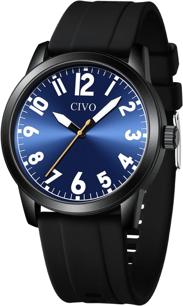 Detalle de CIVO Herren Analog-Uhr wasserdicht mit großen Ziffern (42 mm) – leicht ablesbar