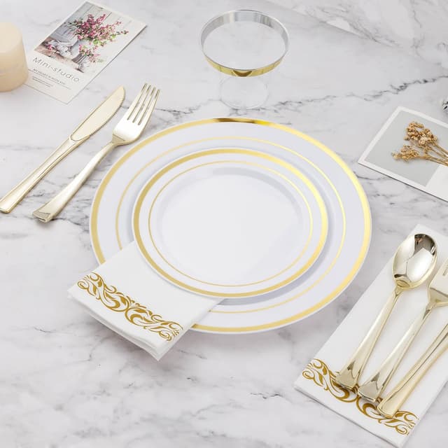 Thumbnail 5 de BESTVIP 700 PCS Gold Dinnerware Set for 100 Guests 🍽