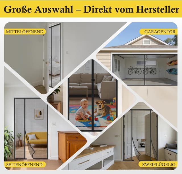 Thumbnail 6 de fowong Magnet-Fliegengitter für Balkontür 160x230 cm (Nanogitter, magnetischer Insektenschutzvorhang, schwarz)