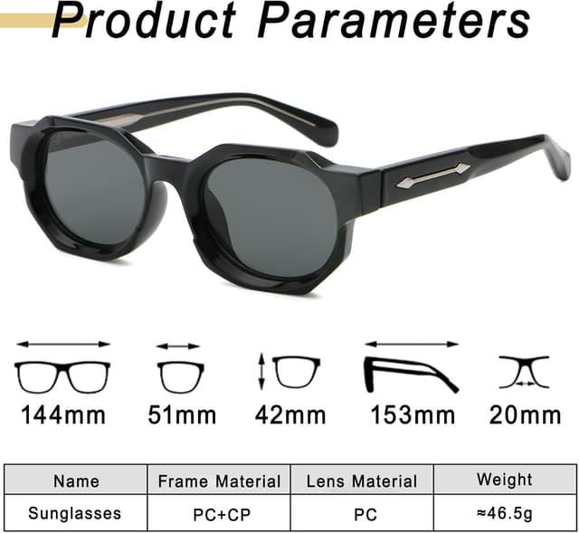 Detalle de D Lolylad Retro Square Sunglasses with UV400 Protection (Propionate Frame)