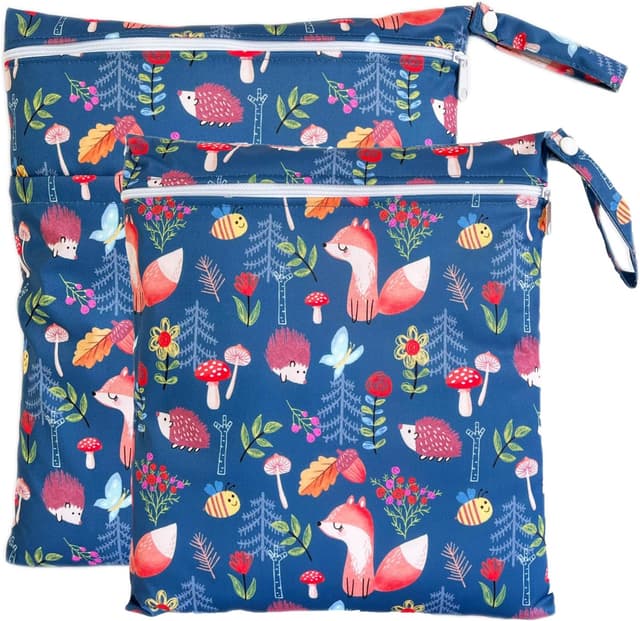 Detalle de TRASUN Wetbag Kindergarten Nasstasche – wasserdichtes 2er-Set für nasse & trockene Wickel-/Schwimmsachen