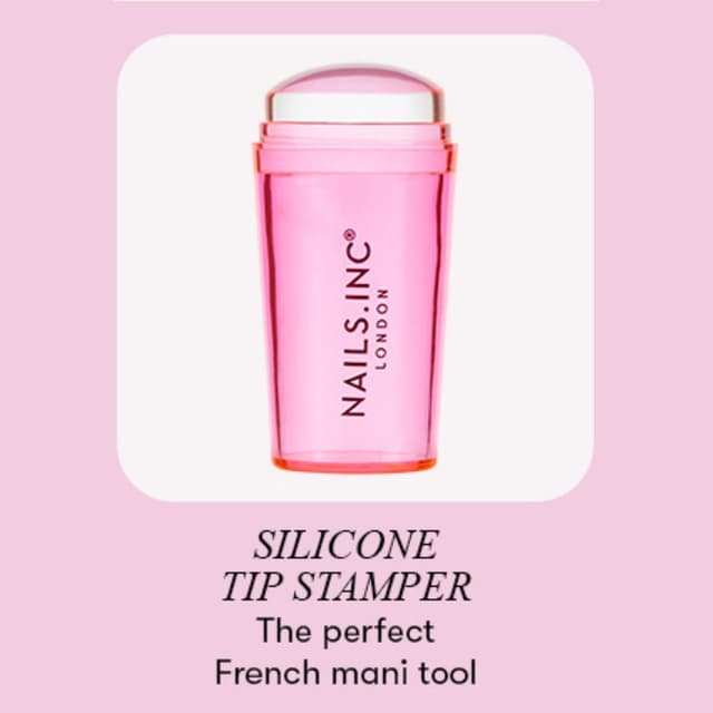 Detalle de Nails Inc 45 Second Speedy Gloss French Manicure Hack Set (Pink) – No Chip, Quick Dry, Silicone Stamper (3-piece)