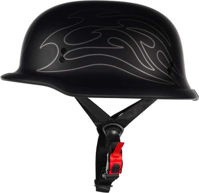 Detalle 2 de Crown Racing Model-308 German-Style Half Motorcycle Helmet (DOT Approved) — matte black